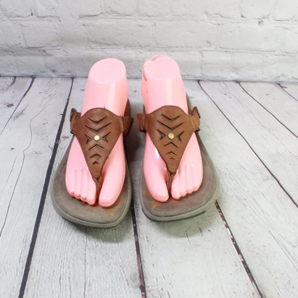 Merrell Adhera Brown Leather Casual Flats Thong Sandal Size US 9 - Picture 5 of 9